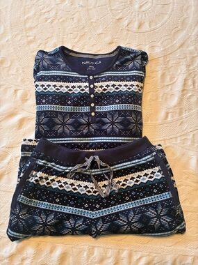 Nautica Blue and White Patterned Pajama Set